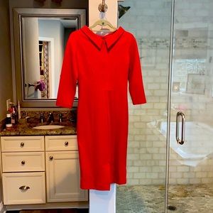 Hobbs Classic Red Sheath Dress with 3/4 length sleeves
